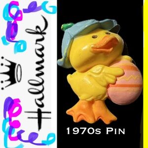 Cute Yellow Duckling Brooch 1970s Easter Chick Lapel Brooch Pin Vintage Hallmark